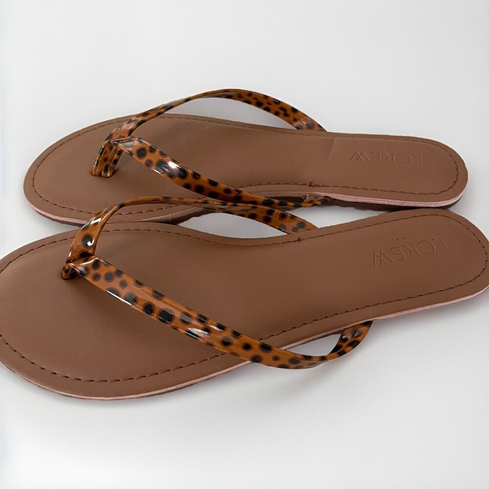 NEW J.Crew Women’s Animal Tortoise Print flip flop‎ Thing Sandals Sz 6 Cushioned